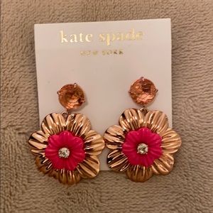 Kate Spade Pink Gold Floral Drop Earrings